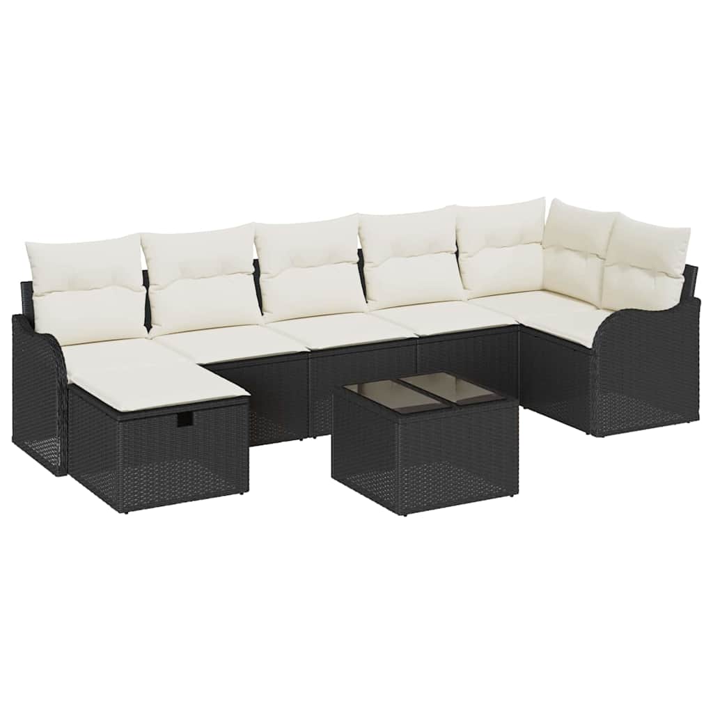 Garten-Sofa-Set 8 pcs Schwarz und Creme 287.5 x 122.5 x 85 cm