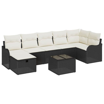 Garten-Sofa-Set 8 pcs Schwarz und Creme 287.5 x 122.5 x 85 cm