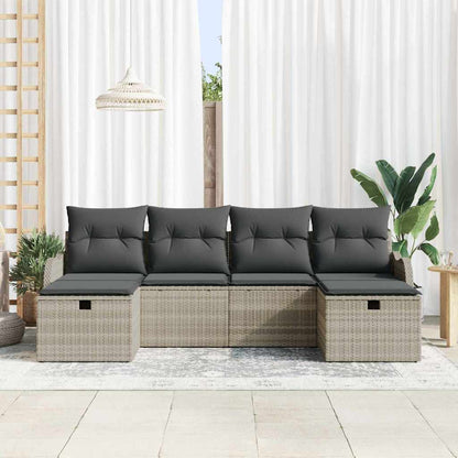 Garten-Sofa-Set 6 pcs Hellgrau 231 x 117 x 85 cm Poly Rattan