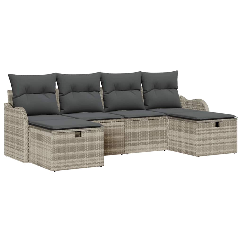 Garten-Sofa-Set 6 pcs Hellgrau 231 x 117 x 85 cm Poly Rattan