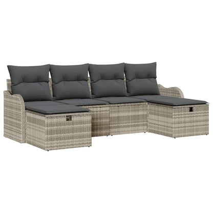 Garten-Sofa-Set 6 pcs Hellgrau 231 x 117 x 85 cm Poly Rattan