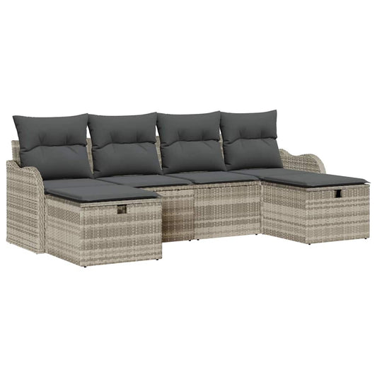 Garten-Sofa-Set 6 pcs Hellgrau 231 x 117 x 85 cm Poly Rattan