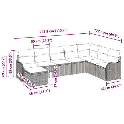 Garten-Sofa-Set 8 pcs Beige und Creme 287,5 x 177,5 x 85 cm