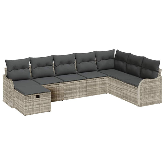 Garten-Sofa-Set mit Kissen 8 pcs Hellgrau 287,5 x 177,5 x 85 cm