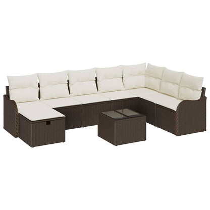 Garten-Sofa-Set 9 pcs Braun und Creme 287,5 x 177,5 x 85 cm