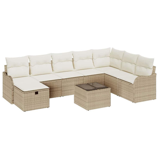 Garten-Sofa-Set 9 pcs Beige und Creme 287,5 x 177,5 x 85 cm