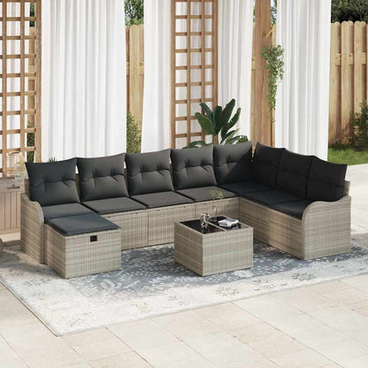 Garten-Sofa-Set mit Kissen 9 pcs Hellgrau 287,5 x 177,5 x 85 cm