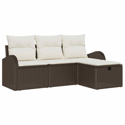 Garten-Sofa-Set 4 pcs Braun und Creme 179 x 117 x 85 cm