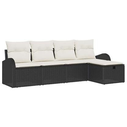 Garten-Sofa-Set 5 pcs Schwarz und Creme 234 x 117 x 85 cm