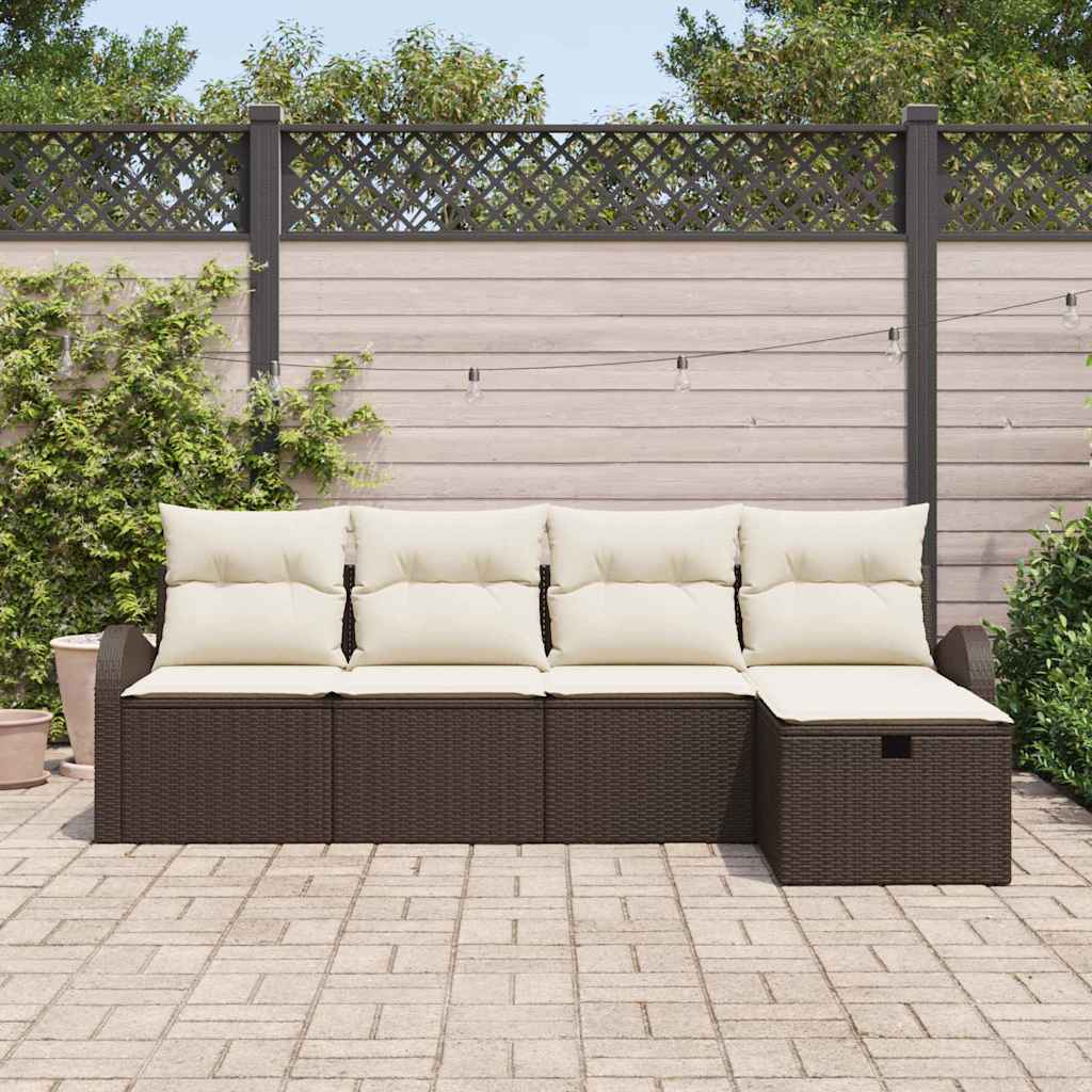 Garten-Sofa-Set 5 pcs Braun und Creme 234 x 117 x 85 cm