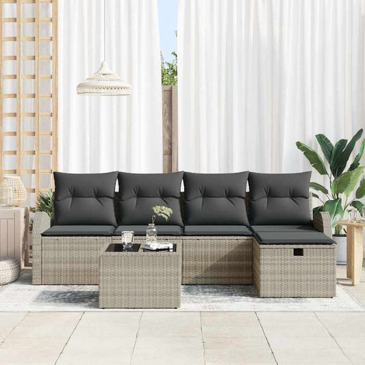 Garten-Sofa-Set 6 pcs Hellgrau 234 x 117 x 85 cm Poly Rattan