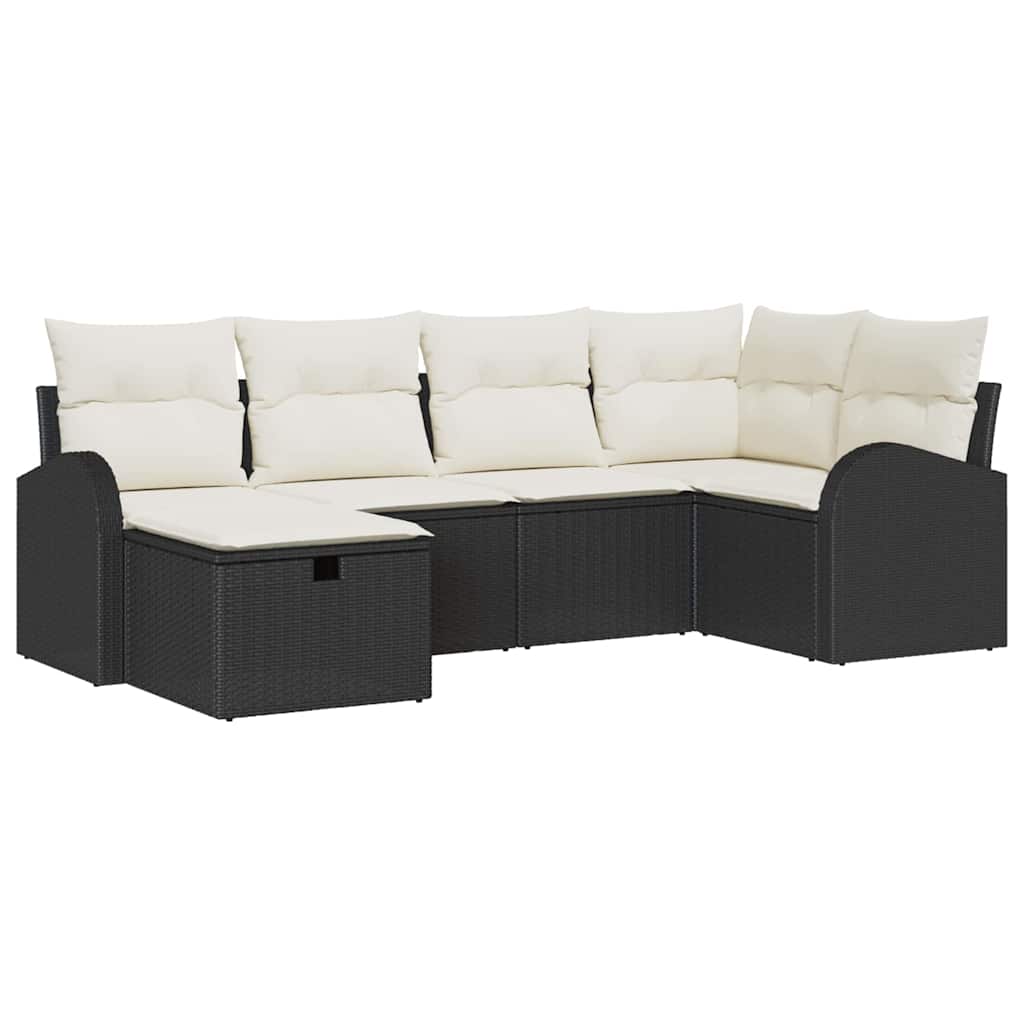 Garten-Sofa-Set 6 pcs Schwarz und Creme 234 x 124 x 85 cm