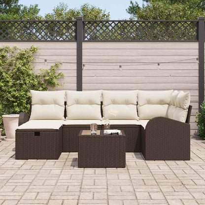 Garten-Sofa-Set 7 pcs Braun und Creme 234 x 124 x 85 cm