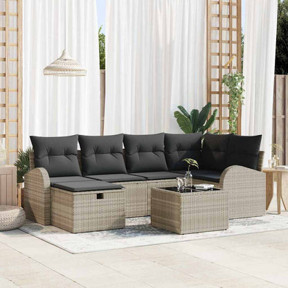 Garten-Sofa-Set 7 pcs Hellgrau 234 x 124 x 85 cm Poly Rattan