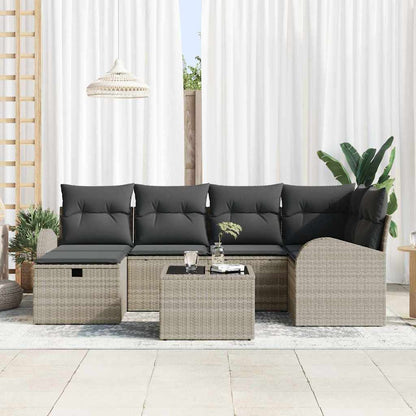 Garten-Sofa-Set 7 pcs Hellgrau 234 x 124 x 85 cm Poly Rattan