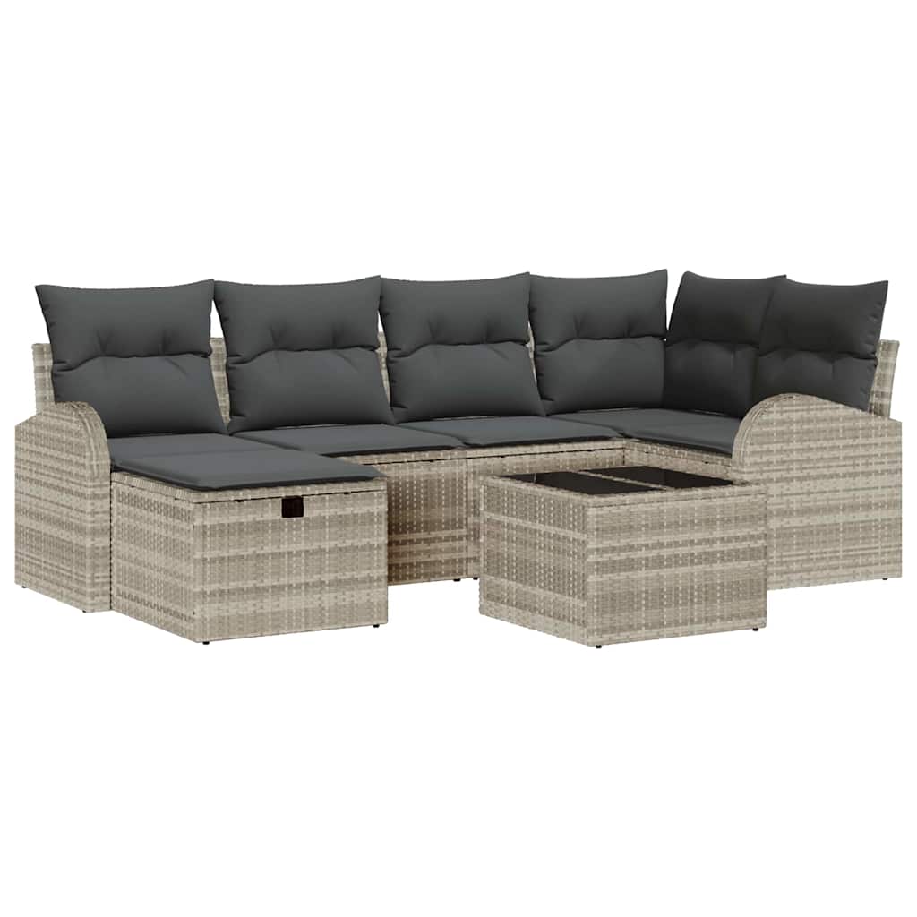 Garten-Sofa-Set 7 pcs Hellgrau 234 x 124 x 85 cm Poly Rattan