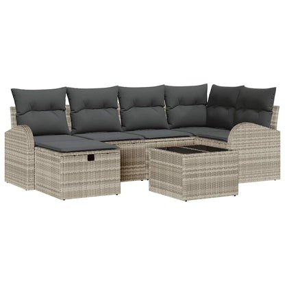 Garten-Sofa-Set 7 pcs Hellgrau 234 x 124 x 85 cm Poly Rattan