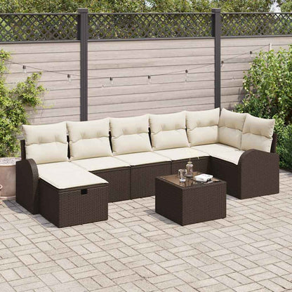 Sofa Set mit Kissen mit Speicher Braun und Creme Poly-Rattan