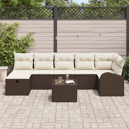Sofa Set mit Kissen mit Speicher Braun und Creme Poly-Rattan