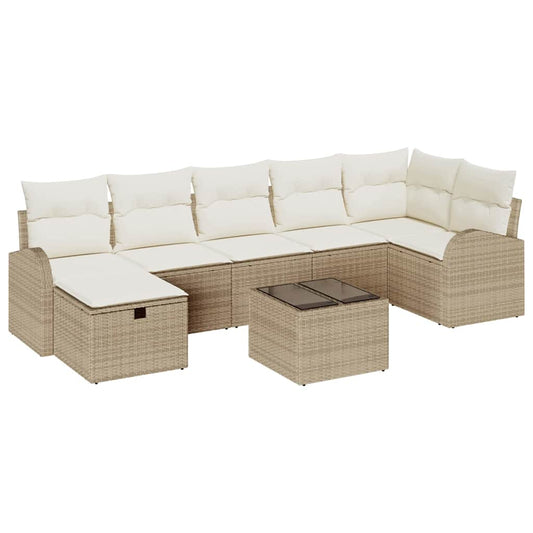 Sofa Set mit Kissen mit Speicher Beige und Creme Poly-Rattan