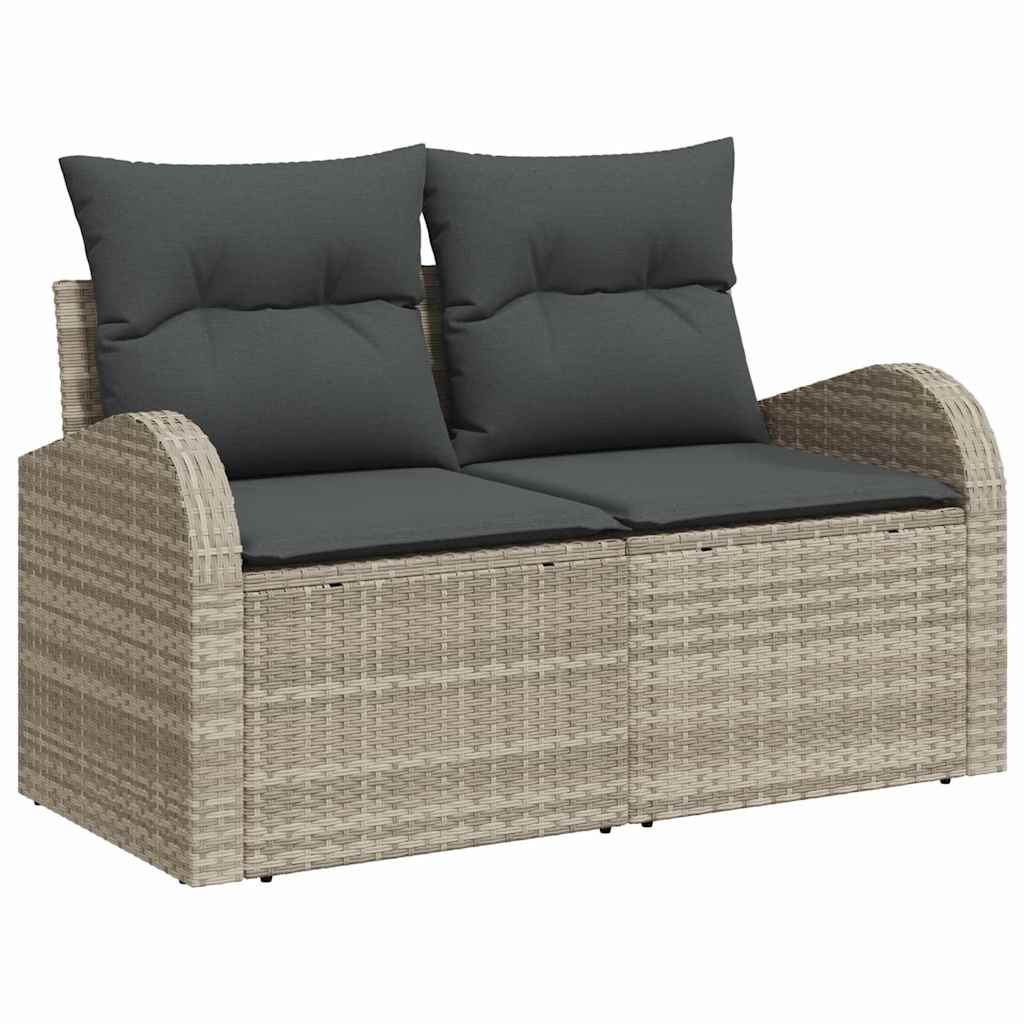 Sofa Set mit Kissen mit Speicher Hellgrau Poly-Rattan