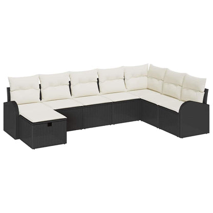 Garten-Sofa-Set 8 pcs Schwarz und Creme 289 x 179 x 85 cm