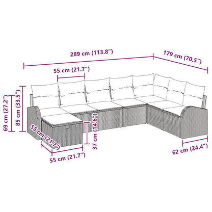 Garten-Sofa-Set 8 pcs Schwarz und Creme 289 x 179 x 85 cm