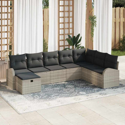 Garten-Sofa-Set 8 pcs Hellgrau 289 x 179 x 85 cm Poly Rattan