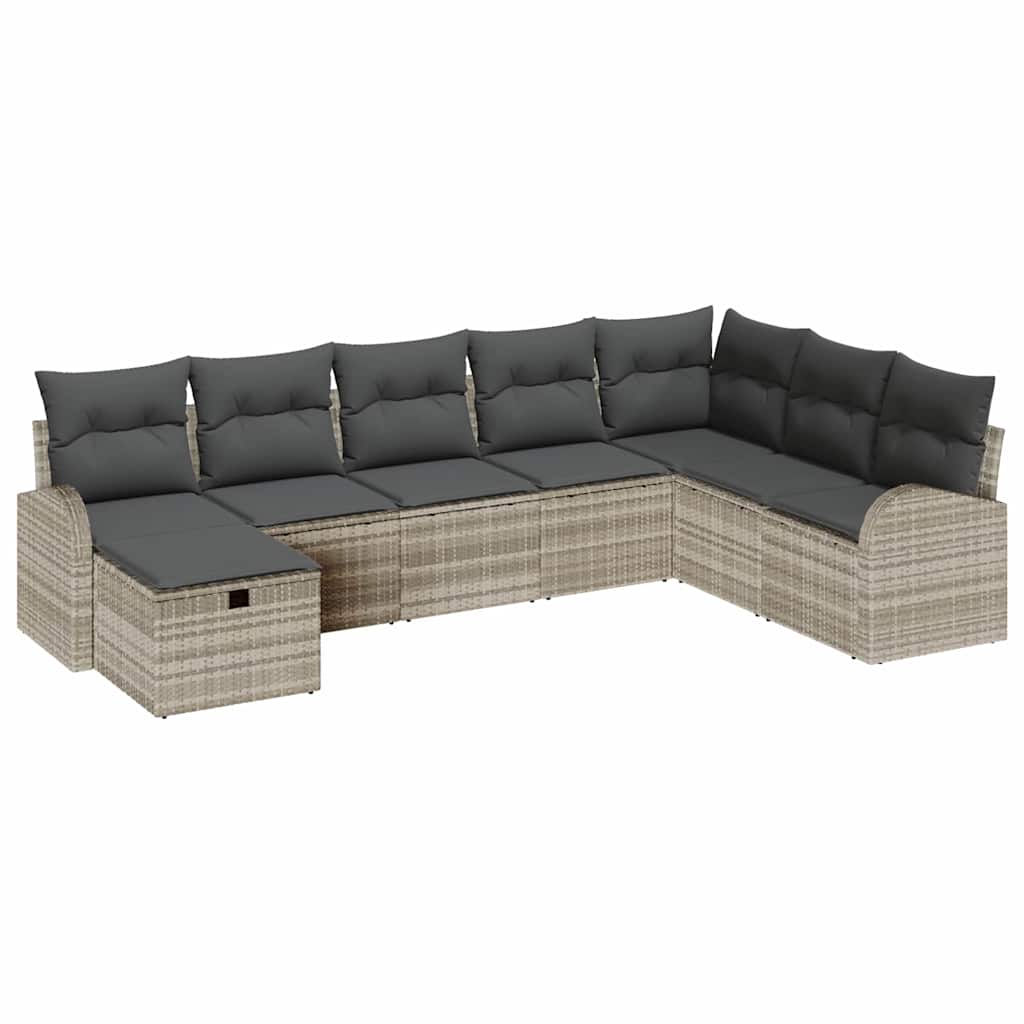 Garten-Sofa-Set 8 pcs Hellgrau 289 x 179 x 85 cm Poly Rattan