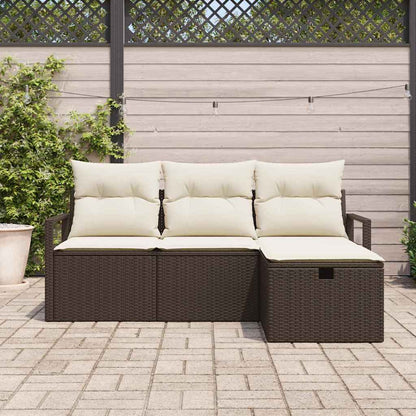 Garten-Sofa-Set 4 pcs Braun und Creme 175 x 117 x 85 cm