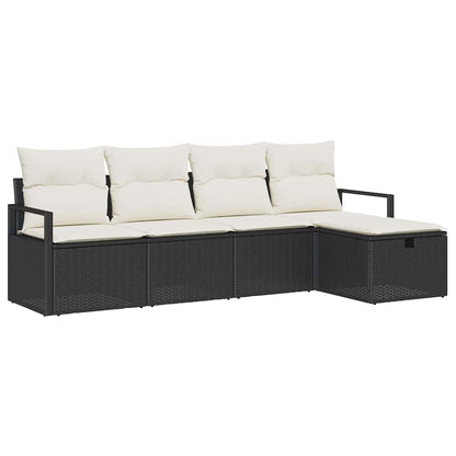 Garten-Sofa-Set 5 pcs Schwarz und Creme 230 x 117 x 85 cm