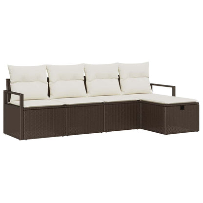 Garten-Sofa-Set 5 pcs Braun und Creme 230 x 117 x 85 cm