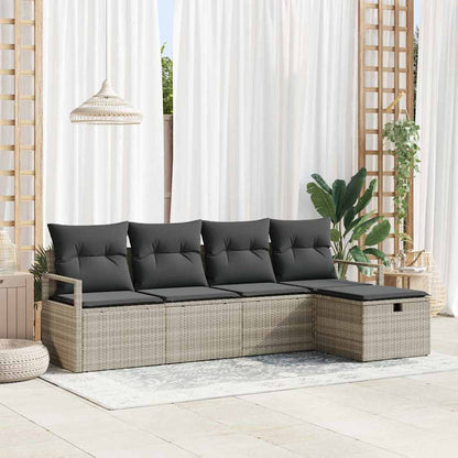 Garten-Sofa-Set 5 pcs Hellgrau 230 x 117 x 85 cm Poly Rattan