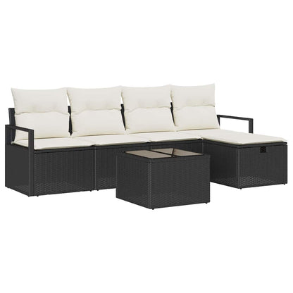 Garten-Sofa-Set 6 pcs Schwarz und Creme 230 x 117 x 85 cm