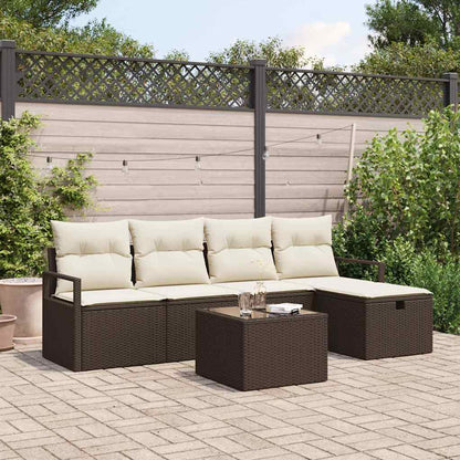 Garten-Sofa-Set 6 pcs Braun und Creme 230 x 117 x 85 cm