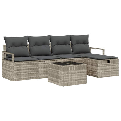 Garten-Sofa-Set 6 pcs Hellgrau 230 x 117 x 85 cm Poly Rattan