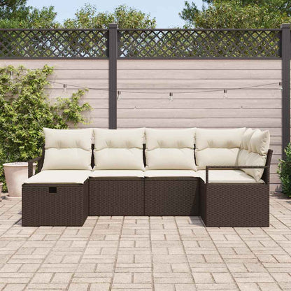Garten-Sofa-Set 6 pcs Braun und Creme 232 x 122 x 85 cm