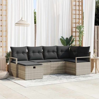 Garten-Sofa-Set 6 pcs Hellgrau 232 x 122 x 85 cm Poly Rattan