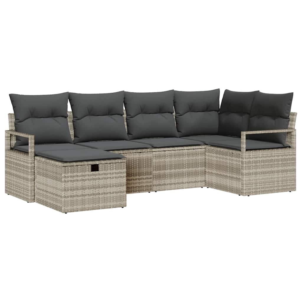 Garten-Sofa-Set 6 pcs Hellgrau 232 x 122 x 85 cm Poly Rattan