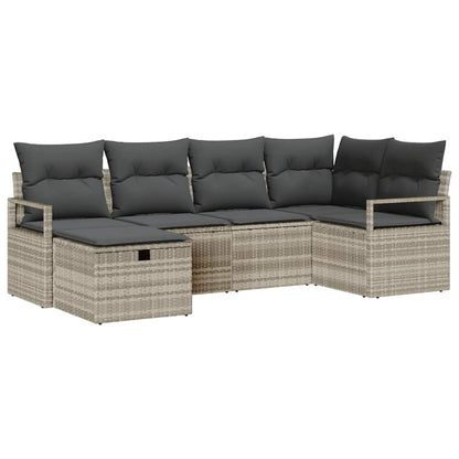 Garten-Sofa-Set 6 pcs Hellgrau 232 x 122 x 85 cm Poly Rattan