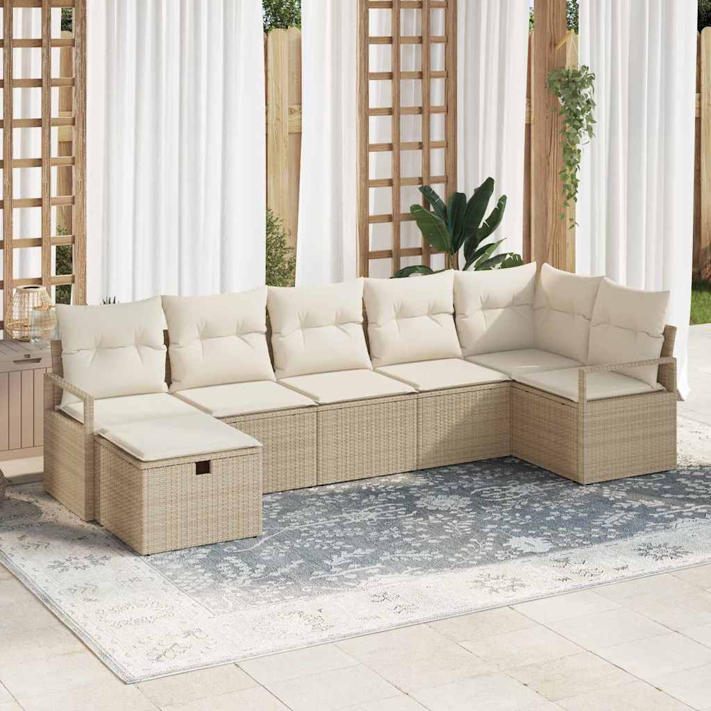 Garten-Sofa-Set 7 pcs Beige und Creme 287 x 122 x 85 cm