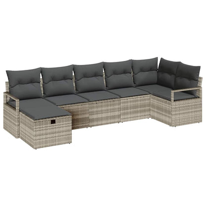 Garten-Sofa-Set 7 pcs Hellgrau 287 x 122 x 85 cm Poly Rattan