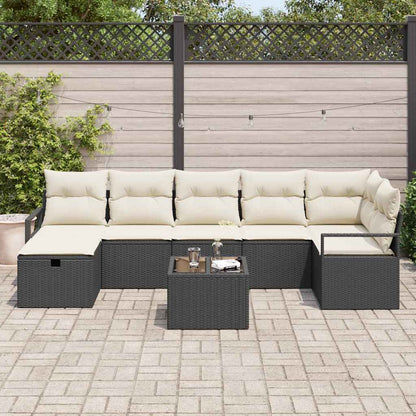 Garten-Sofa-Set 8 pcs Schwarz und Creme 287 x 122 x 85 cm