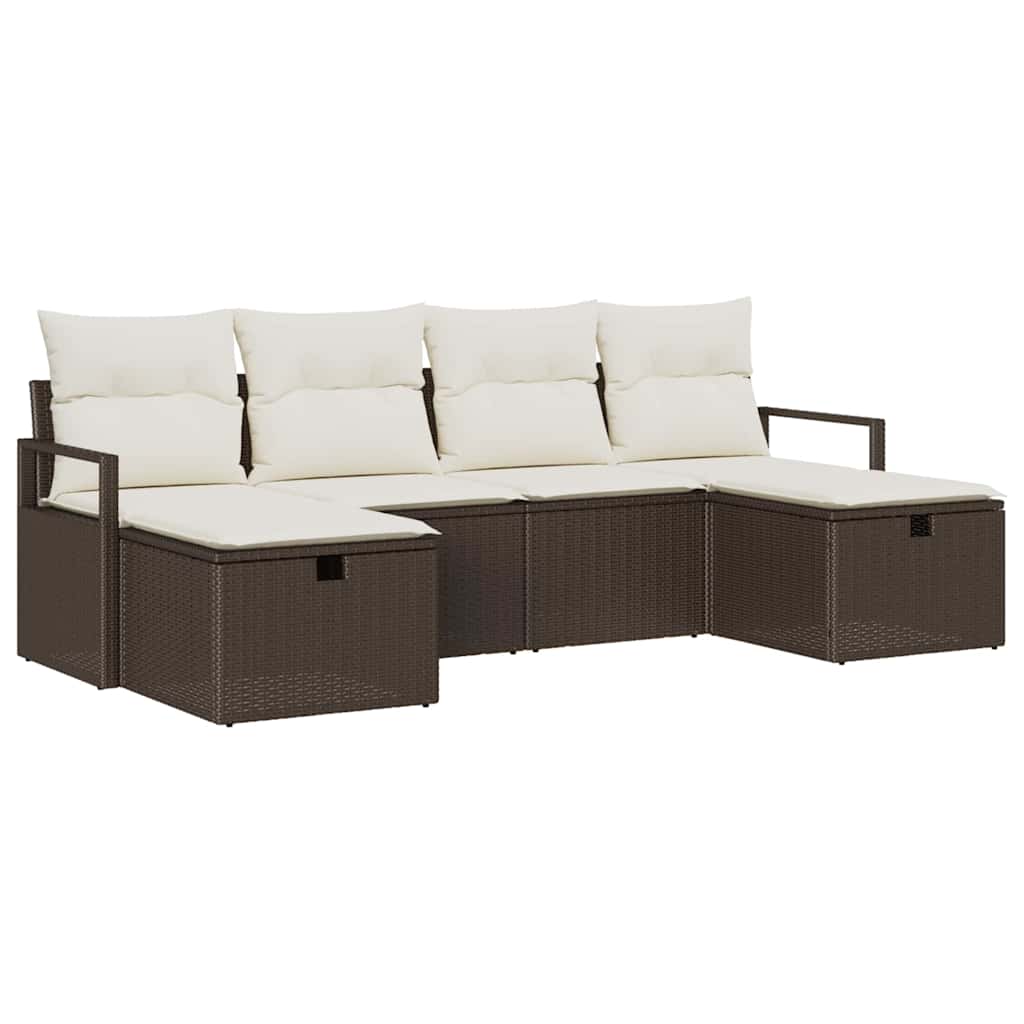 Garten-Sofa-Set 6 pcs Braun und Creme 230 x 117 x 85 cm