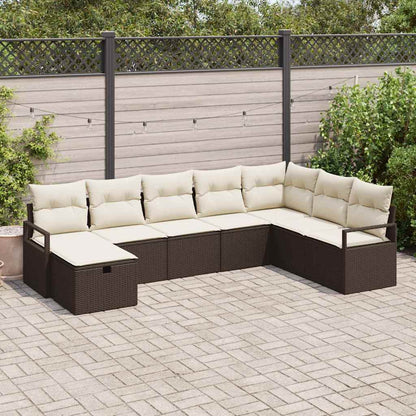 Sofa Set mit Kissen mit Speicher Braun und Creme Poly-Rattan