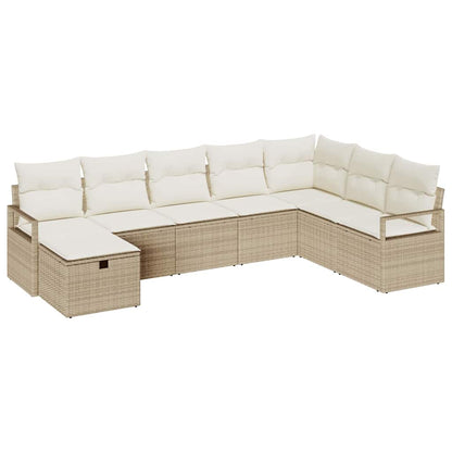 Sofa Set mit Kissen mit Speicher Beige und Creme Poly-Rattan