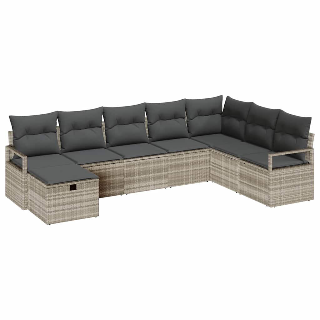 Garten-Sofa-Set 8 pcs Hellgrau 287 x 177 x 85 cm Poly Rattan