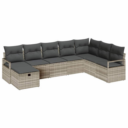 Garten-Sofa-Set 8 pcs Hellgrau 287 x 177 x 85 cm Poly Rattan