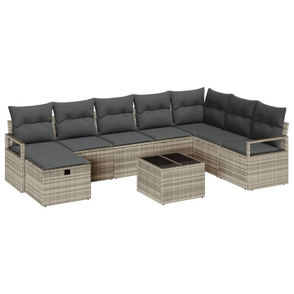 Garten-Sofa-Set 9 pcs Hellgrau 287 x 177 x 85 cm Poly Rattan