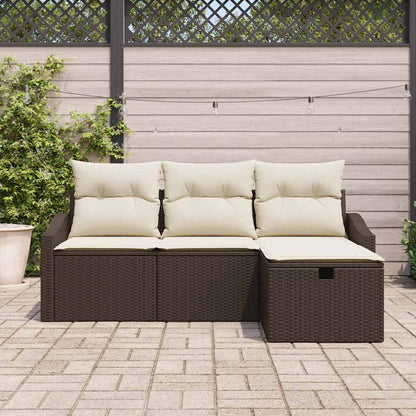 Sofa Set mit Kissen mit Speicher 4 pcs Braun Poly-Rattan